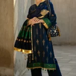 Blue Jacquard 3 Pcs (Unstitched)
